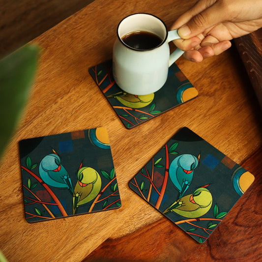 Lovebirds Coasters Set