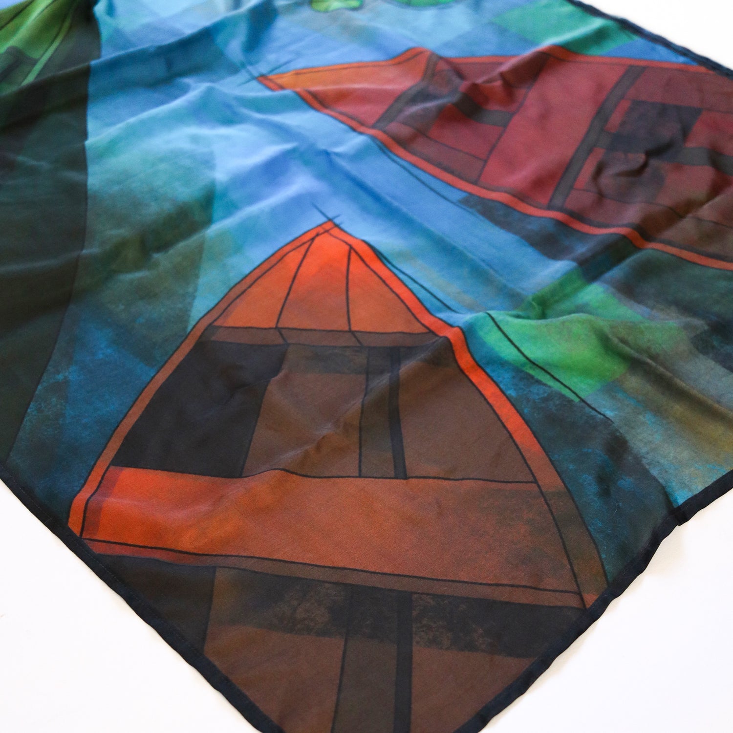 Boats and Lotus - Silk Stole - Tohfa Shofa™